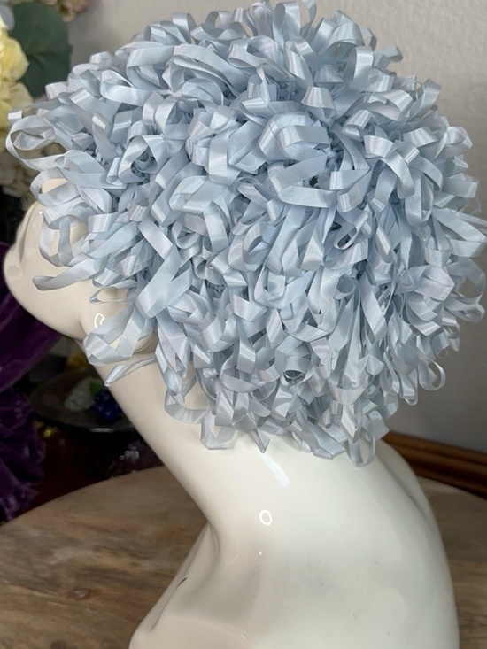 Joseph Magnin Blue Ribbon Hat Ruffled Loop Mid Century Vintage main image 13
